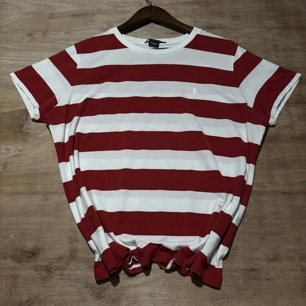 Polo Ralph Lauren Red White Striped Pony Logo T-Shirt Men's XL